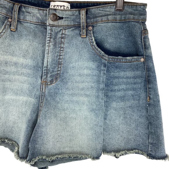 Frayed Shorts Size 30 Jean Super‎ High-Waisted Denim Shorts Raw Hem - Picture 4 of 6